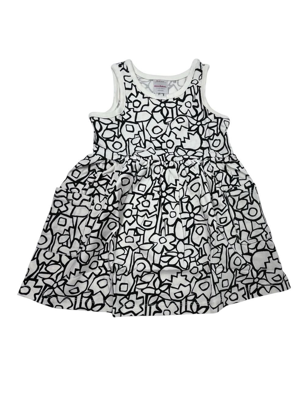 Hanna Andersson NWT Sleeveless Playdress with Pockets Size 3. White / Ecru Black
